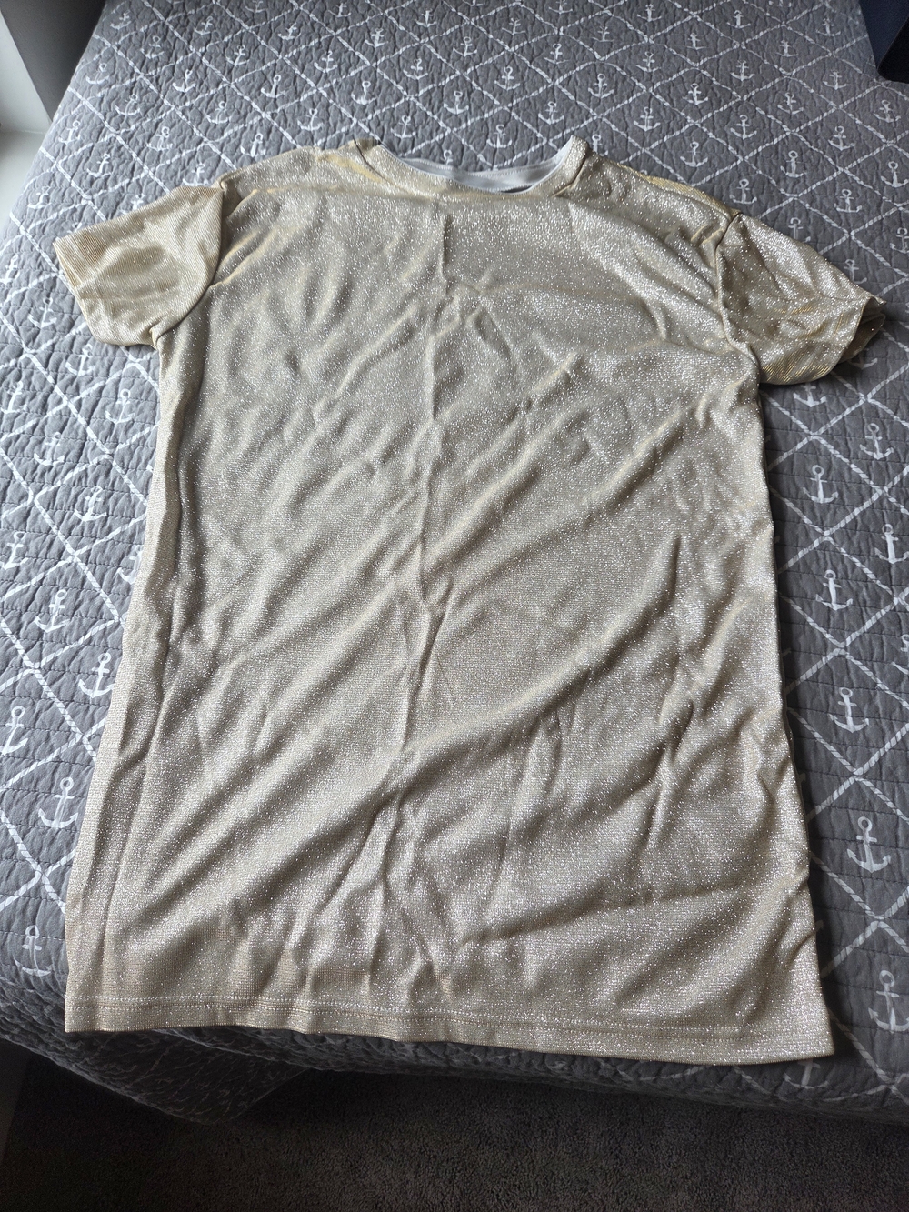 Sparkle Short Sleeve Tunic Top - Champagne Glitter